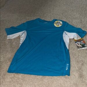 Blue and White Sun Protection Shirt Boys 18-20 XL UPF50+